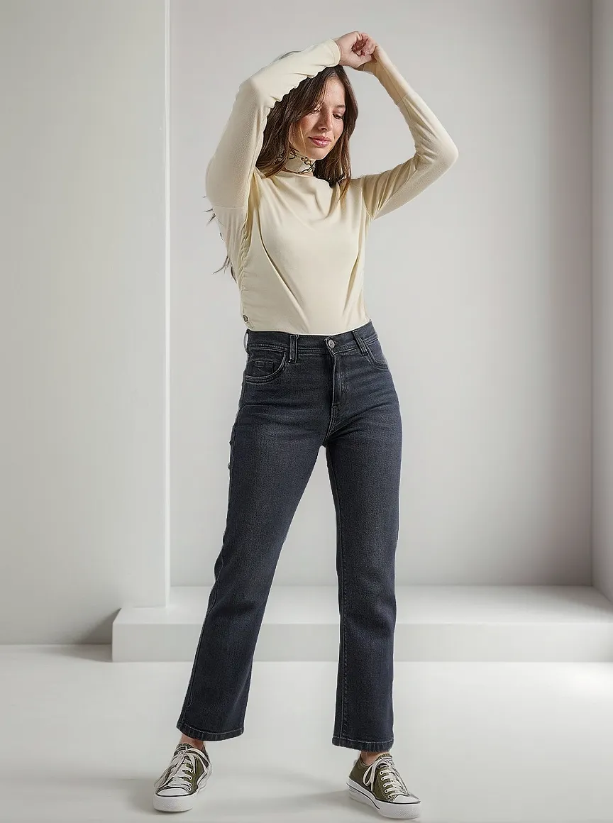 Jeans Cenitho Recto Negro Humo Elastizado