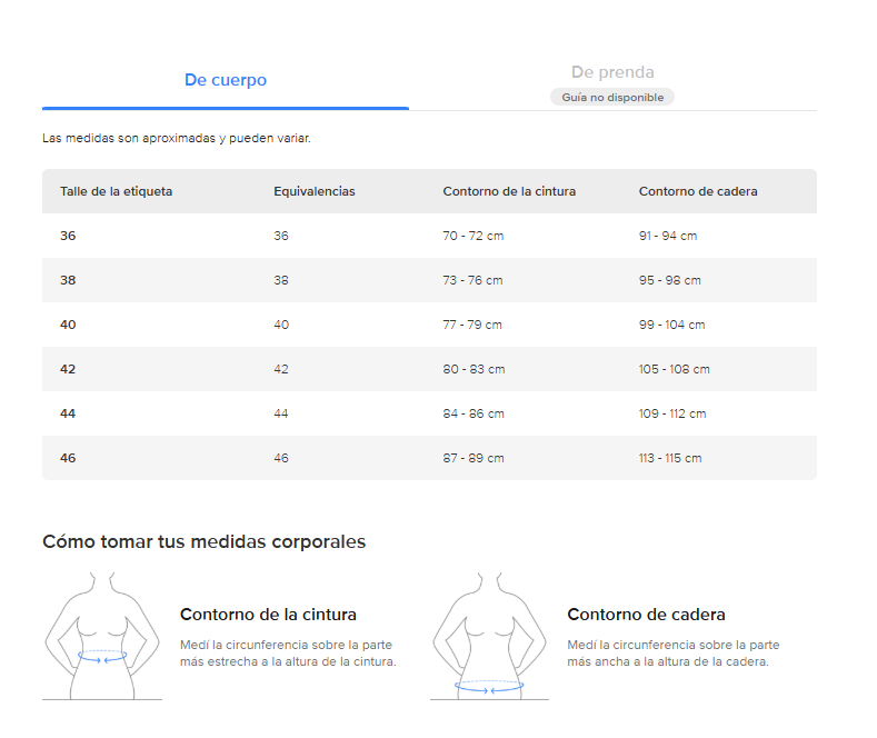 Guía de talles