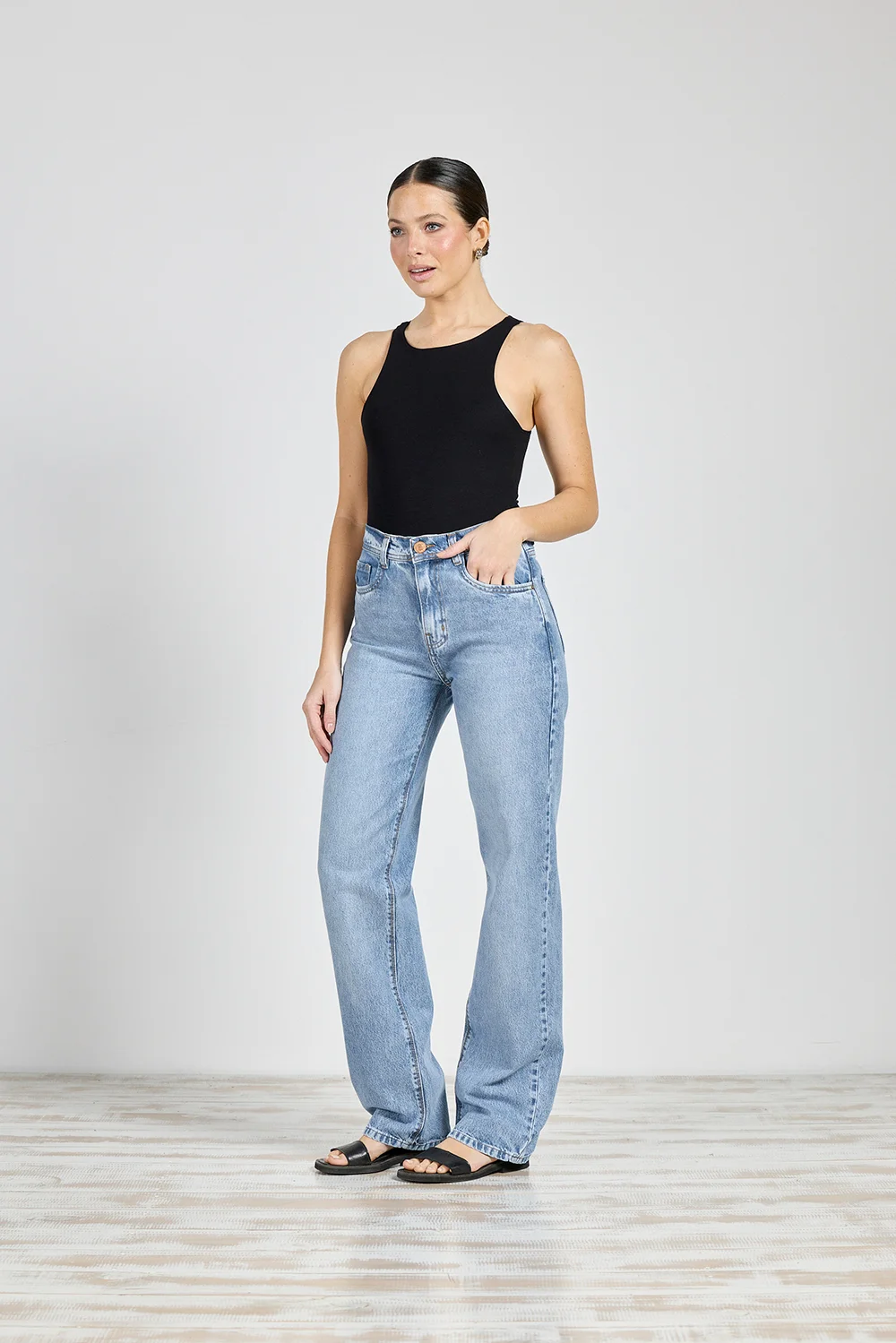 Jeans Cenitho Recto Clásico Celeste Elastizado