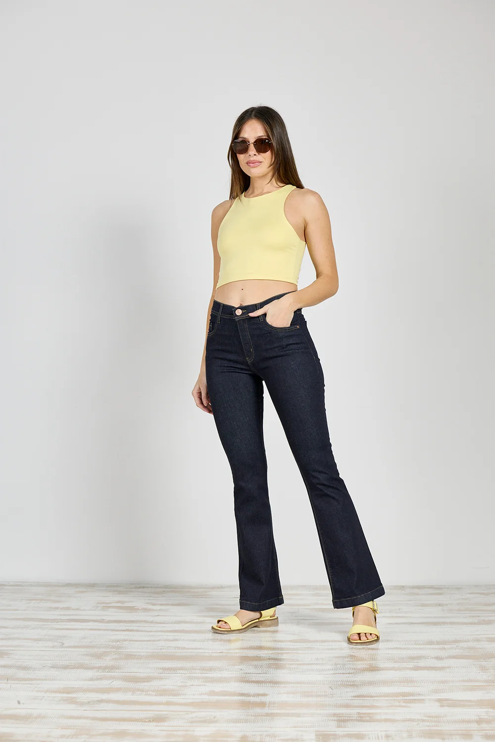 Jeans Cenitho Semi Oxford Clásico Azul Estático Elastizado