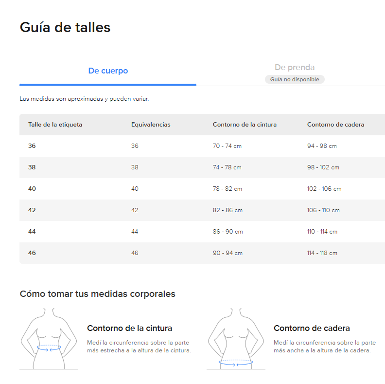 Guía de talles
